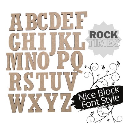 Small Rock Times Font | Wooden Letters | Unfinished MDF Letters | Arts and Crafts | Krafty Supply Craft Letters | Classroom Decor - image1